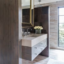 Custom bathroom vanity with wood cabinetry