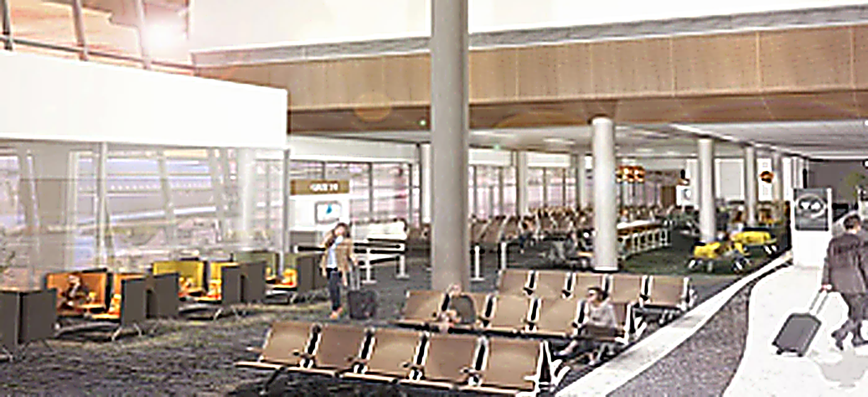 BNA Nashville gate seating and concourse interior