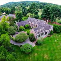 Aerial view of country estate and grounds