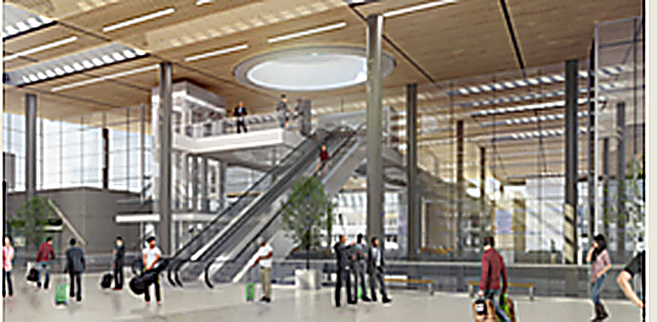 BNA Nashville concourse interior with escalators