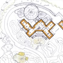 Resort clubhouse and pool site plan sketch
