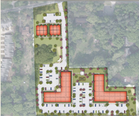 Commercial campus site plan with tennis courts